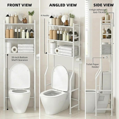 GloTika 3-Tier Over Toilet Storage - 150lb Total Capacity Metal Bathroom - Image 8