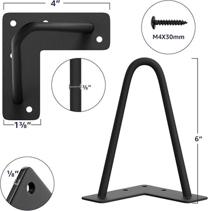 SMARTSTANDARD 6 Inch Heavy Duty Hairpin Furniture Legs, Metal Home DIY Projects - Image 2