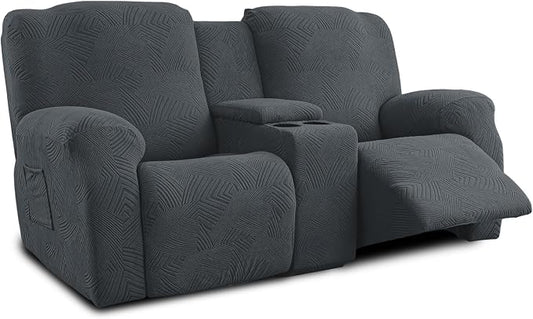 Recliner Loveseat Covers with Console, 6-Piece Stretch Geometric Strokes by Unknown