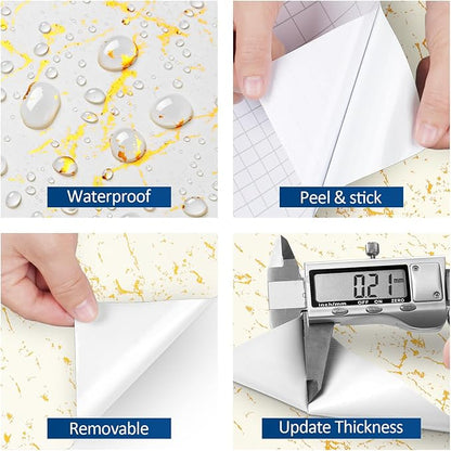 FunStick Modern Gold White Wallpaper Peel and Stick Wallpaper Thick Off White - Image 5