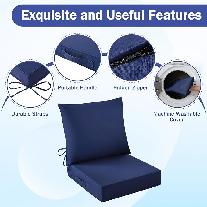 IASEAHK Outdoor Chair Cushions, 24 x 24 Inch Outdoor Cushion - Image 5