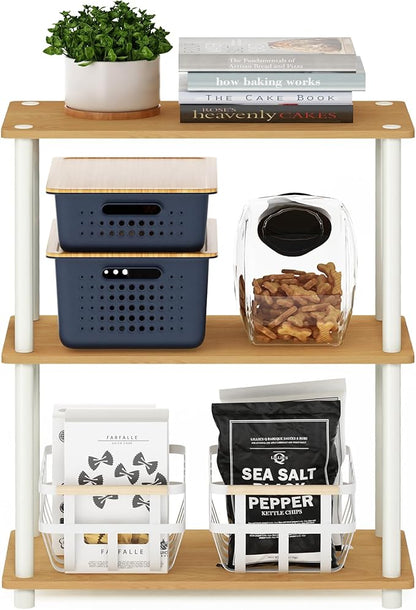 Furinno TURN-N-TUBE Storage Shelves, 3-Tier Book Shelf, Corner Shelf, Toolless - Image 4