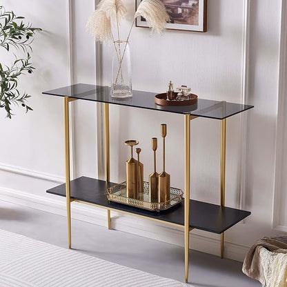 LumFurn Glass Console Table for Living Room, Foyer & Entrance, 2-Tiers - Image 3