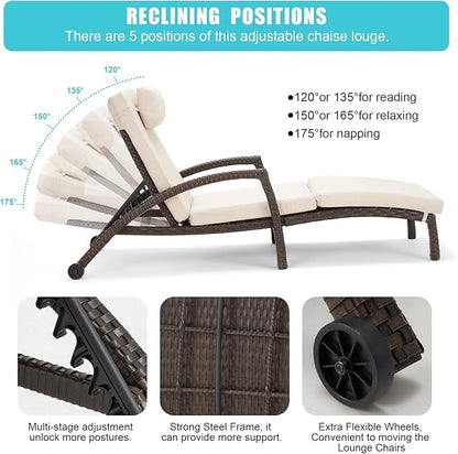 HOMREST Chaise Lounge Chairs Set of 2 - Image 5