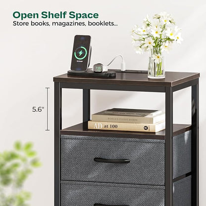 Huuger Night Stand with Charging Station, 4 Drawer Dresser - Image 9