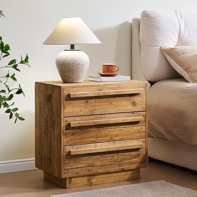 HOKYHOKY Set of 2 Reclaimed Solid Wood Nightstand-24 Inches Large End Table - Image 2