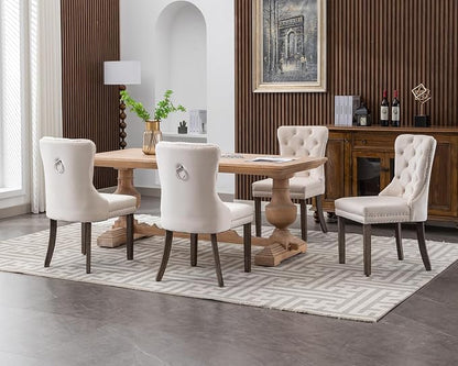 KCC Velvet Dining Chairs Set of 4, Upholstered High-end Tufted Dining Room Chair - Image 9