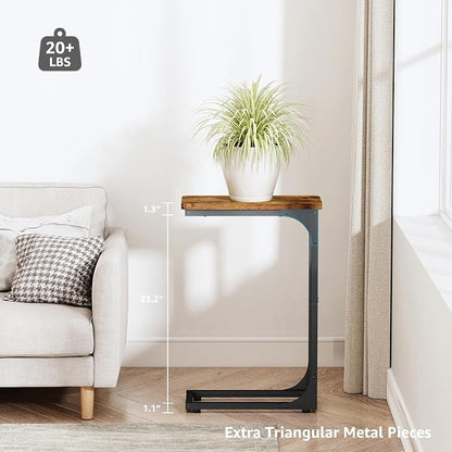 QEEIG Narrow C Shaped Side Table Set of 2 Living Room Sets Slim Couch Tray - Image 3