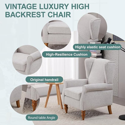 Upholster Accent Armchair & Side Table 2-Piece Set, Chenille Vintage Style - Image 5