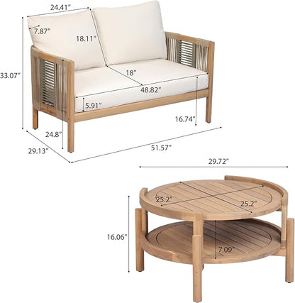 Christopher Knight Home 5-Piece Acacia Wood Patio Furniture Set - Image 4