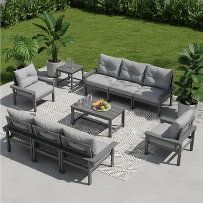 HDPE 10 Piece Outdoor Patio Furniture Set, All-Weather Outdoor Couch Set by YourPerfectOutdoorEscape