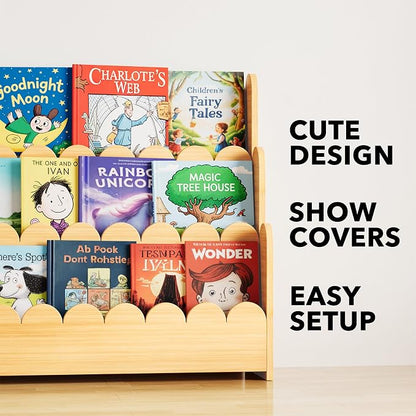 SpaceAid 3-Tier Scalloped Bookshelf, Montessori Bookcase - Image 7