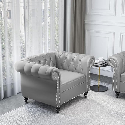 AVZEAR Leather Upholstered Armchair, Single Sofa Chair - Image 6