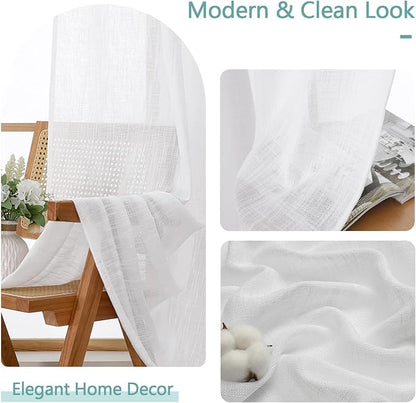 Chyhomenyc Semi Sheer Curtains 84 Inches Long 2 Panels Set, Light Filtering - Image 8