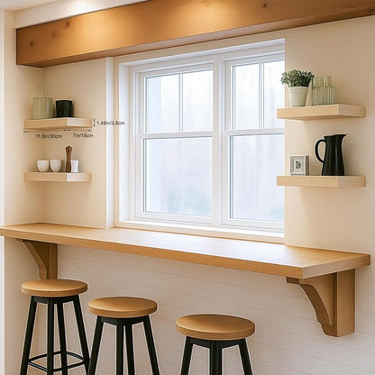 Oak Floating Shelves for Wall, Kitchen & Living Room Decor Display, for Plants - Image 5