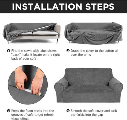 Peryiter 2 Pcs Sofa Covers Couch and Loveseat Covers Set Stretch Sofa Slipcover - Image 3