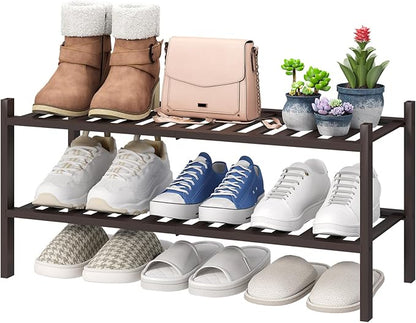 viewcare 2-Tier Shoe Rack for Entryway, Bamboo Shoe Rack for Closet, Free by VIEWCARE