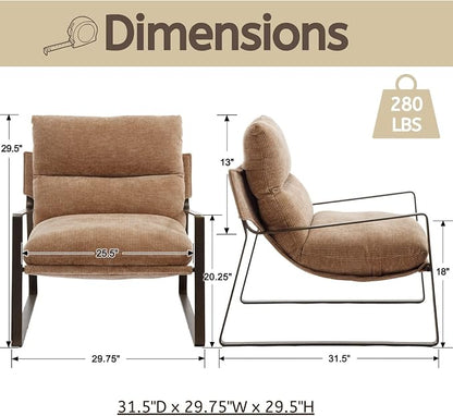 LukeAlon Modern Chenille Accent Armchair, Upholstered Lounge Chair - Image 2