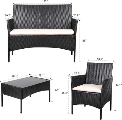 Homall 4 Pieces Outdoor Patio Furniture Sets Rattan Chair Wicker Set, Outdoor - Image 7