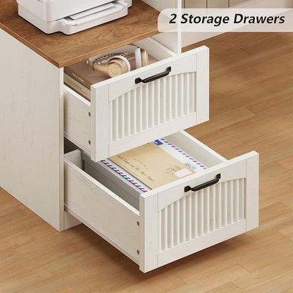 YOMILUVE 63" Farmhouse L Shaped Executive Desk - Image 5