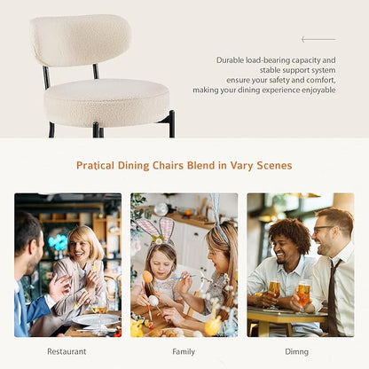 Sweetcrispy Dining Chairs Set of 6, Boucle Upholstered Modern Mid Century Round - Image 4