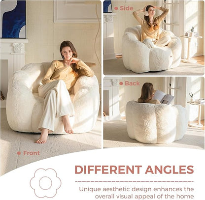 MAXYOYO Bean Bag Chair for Adults, Floral Shaped Bean Bag Sofa, Ultra Soft Faux - Image 3