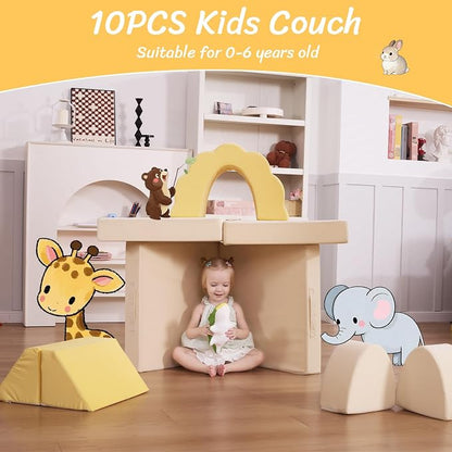 LOAOL Kids Couch 10PCS, Modular Kids Play Couch, Imaginative Convertible Play - Image 5