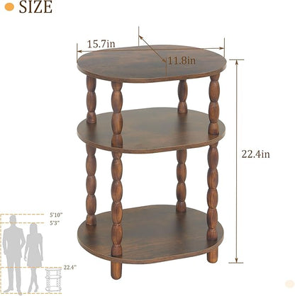 MaxSmeo Side Table, 3-Tier Small End Table, Modern Oval Night Stand Accent Table - Image 3