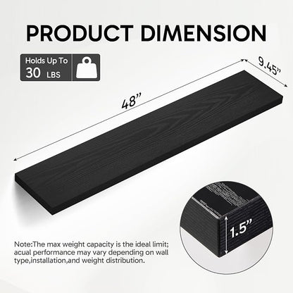 BAYKA Floating Shelves, 48 inches Long Heavy Duty Wall Mounted Rustic Wood - Image 3