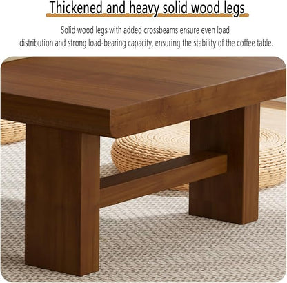 Japanese Solid Wood Low Coffee Table, Extra Thick Tatami Tables - Image 3
