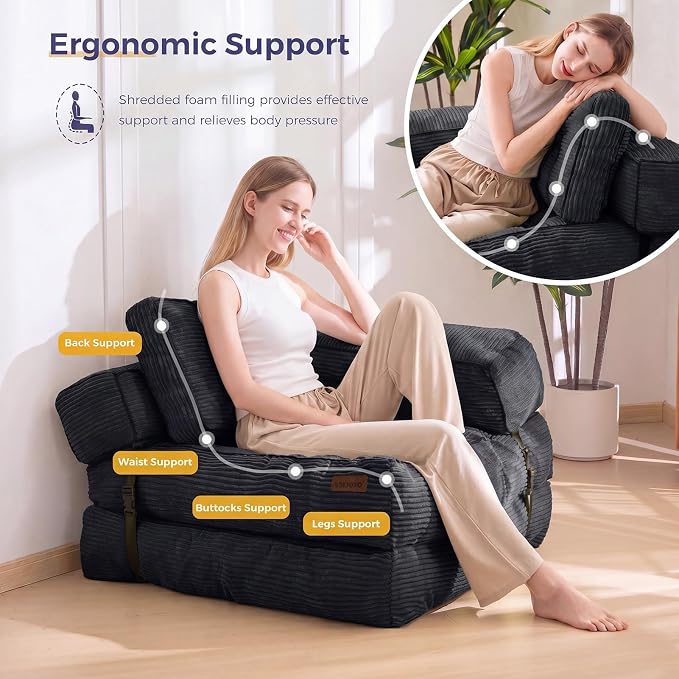 MAXYOYO Folding Sofa Bed, L-Shaped Convertible Sofa - Image 6