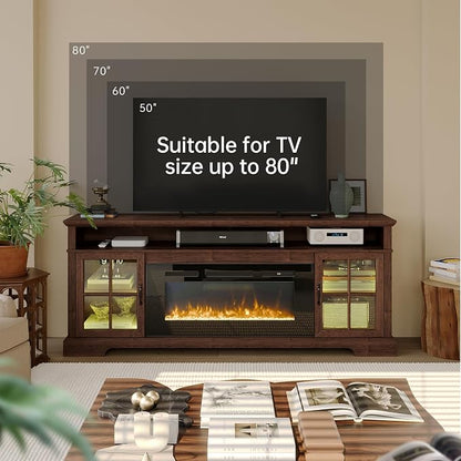 70" Fireplace TV Stand, Farmhouse Entertainment Center - Image 6