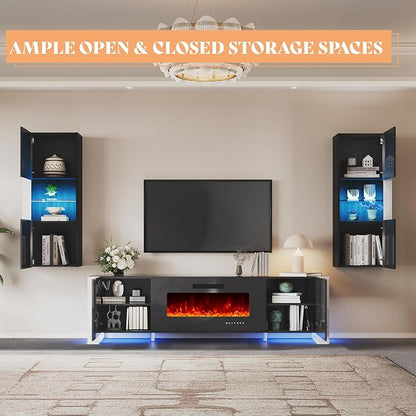 AMERLIFE Modern 3-Piece Wall Unit Entertainment Center Set - Image 6