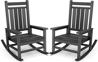 SERWALL Outdoor Rocking Chair Set of 2, HDPE Rocking Chair by SERWALL