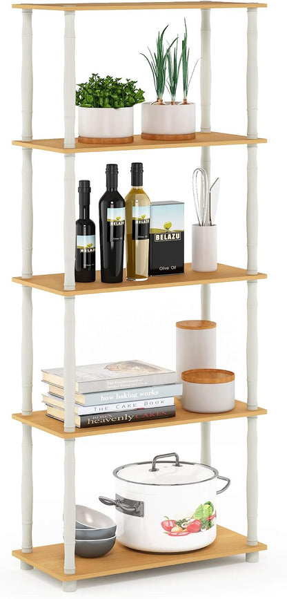 Furinno TURN-S-TUBE Storage Shelves, 5-Tier Book Shelf, Corner Shelf, Toolless by Furinno-FitsYourSpaceFitsYourBudget