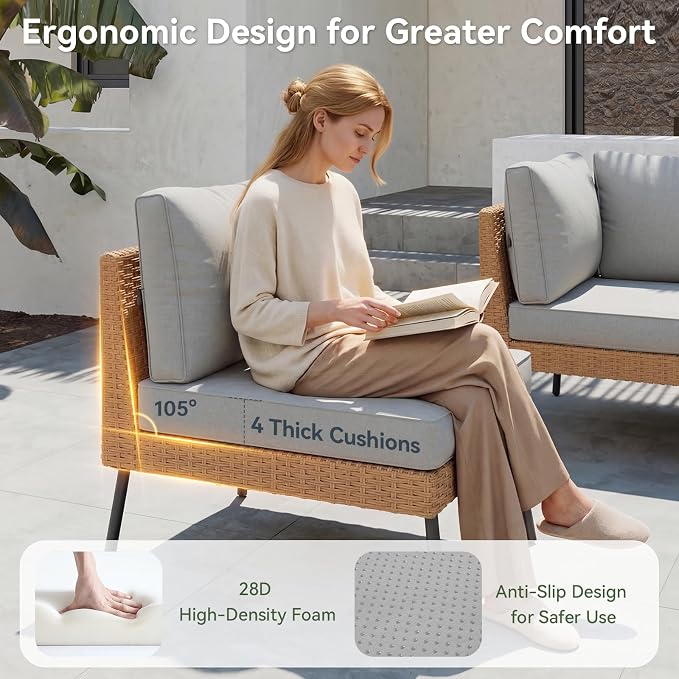 Aoxun 8 Piece Patio Furniture Set, 8 Seats Outdoor Sectional Sofas - Image 3