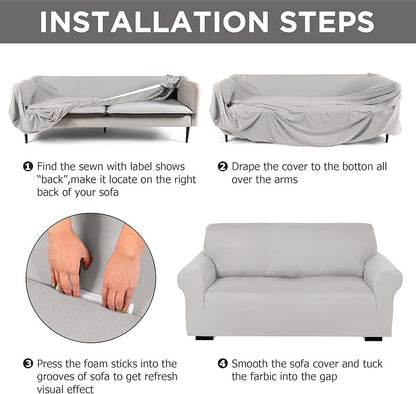 Peryiter 2 Pcs Sofa Covers Couch and Loveseat Covers Set Stretch Sofa Slipcover - Image 3