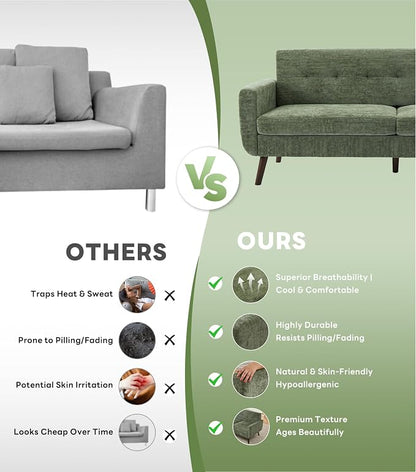Tbfit 77.2" W Linen Sofa Couch, Mid Century Modern Decor Loveseat Couches - Image 6