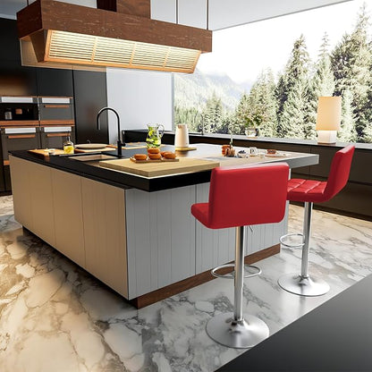 Homall Bar Stools Modern PU Leather Adjustable Swivel Barstools, Armless - Image 2
