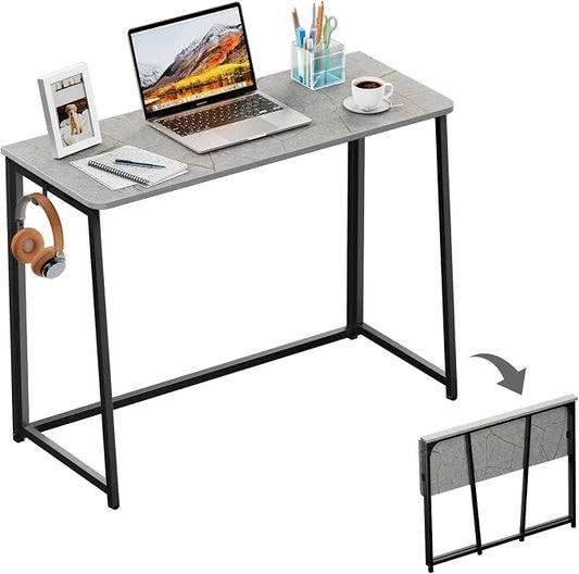 WOHOMO Folding Desk, Small Writing Desk 39.4", Space-Saving Foldable Laptop by WOHOMO