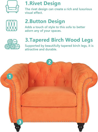 QHITTY 3 Piece Living Room Set, Sectional Chesterfield Sofa Chair Contemporary - Image 3