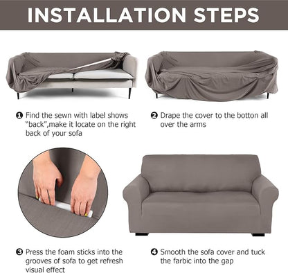 Peryiter 2 Pcs Sofa Covers Couch and Loveseat Covers Set Stretch Sofa Slipcover - Image 3