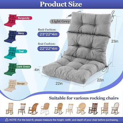Rocking Chair Cushion, Waterproof and Fade-Resistant Adirondack Rocker Cushions - Image 2