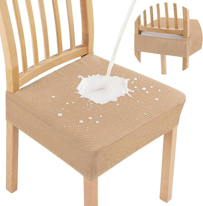 Smiry Waterproof Seat Covers for Dining Room Chairs Set of 6, Stretch Jacquard by Smiry