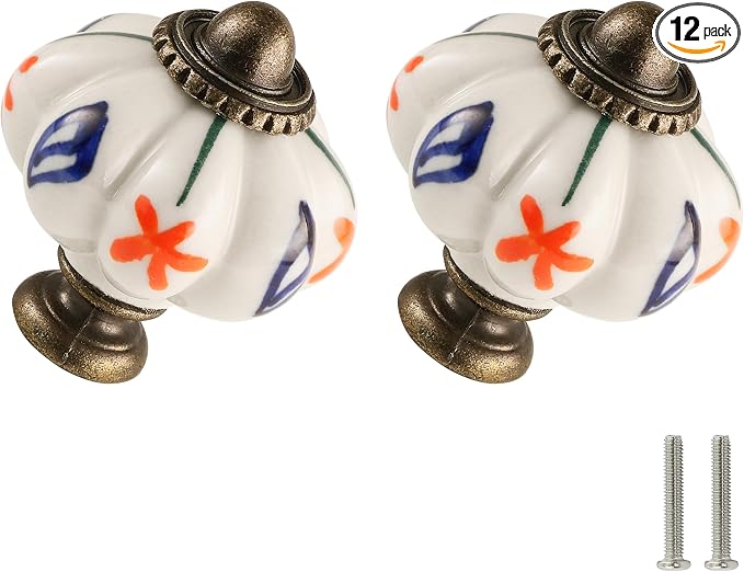 Ivory Pumpkin Knobs 12 Pack Ceramic Cabinet Knobs Vintage Drawer Pulls by Zernmiarder