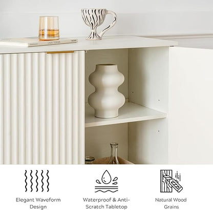 EYYTHUNG Fluted Storage Cabinets Set of 3, Sideboard Buffet Cabinet Modern - Image 6