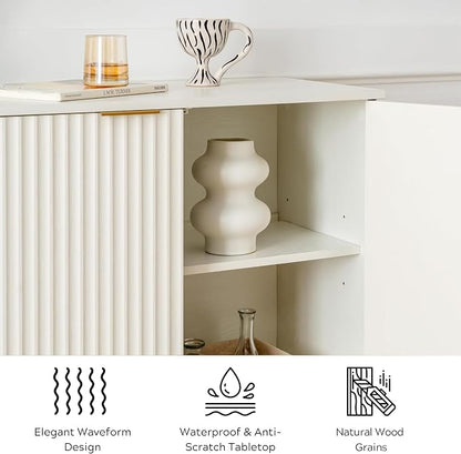 EYYTHUNG Fluted Storage Cabinets Set of 2, Sideboard Buffet Cabinet Accent - Image 5