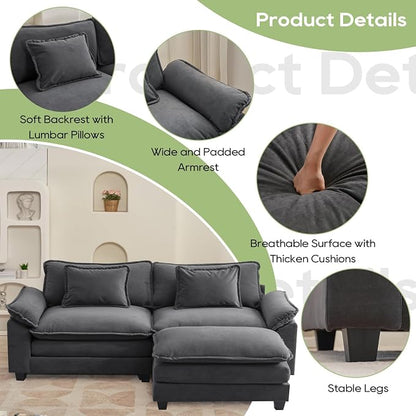 Oprisen 86" Modular Sectional Sofa, Comfy Cloud Couch Sectional Sofa - Image 6