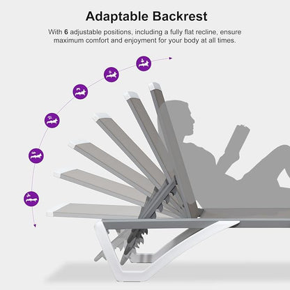 PURPLE LEAF Patio Chaise Lounge Chair Outside Aluminum Plastic Stackable - Image 9