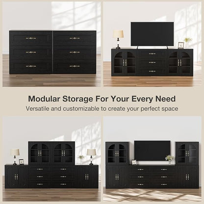 Wooden Dresser with 6 Large Drawers, Storage Cabinet Organizer Sideboard - Image 8